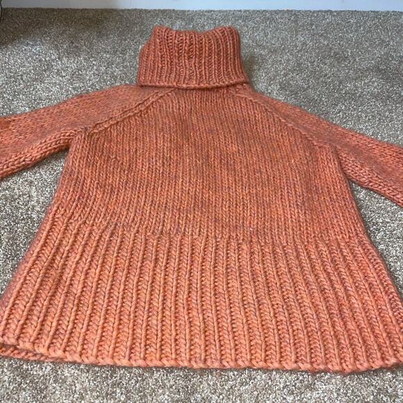 Madewell sweater turtleneck chunky knit burnt orange wool/alpaca blend SZ XS - Picture 5 of 9